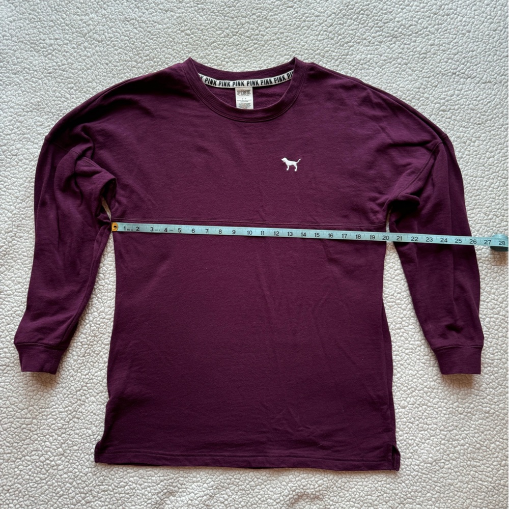 Pink Victoria’s Secret Crew Neck “Like” Material Burgundy. Oversized